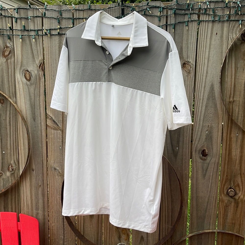 Adidas Grey and White polo